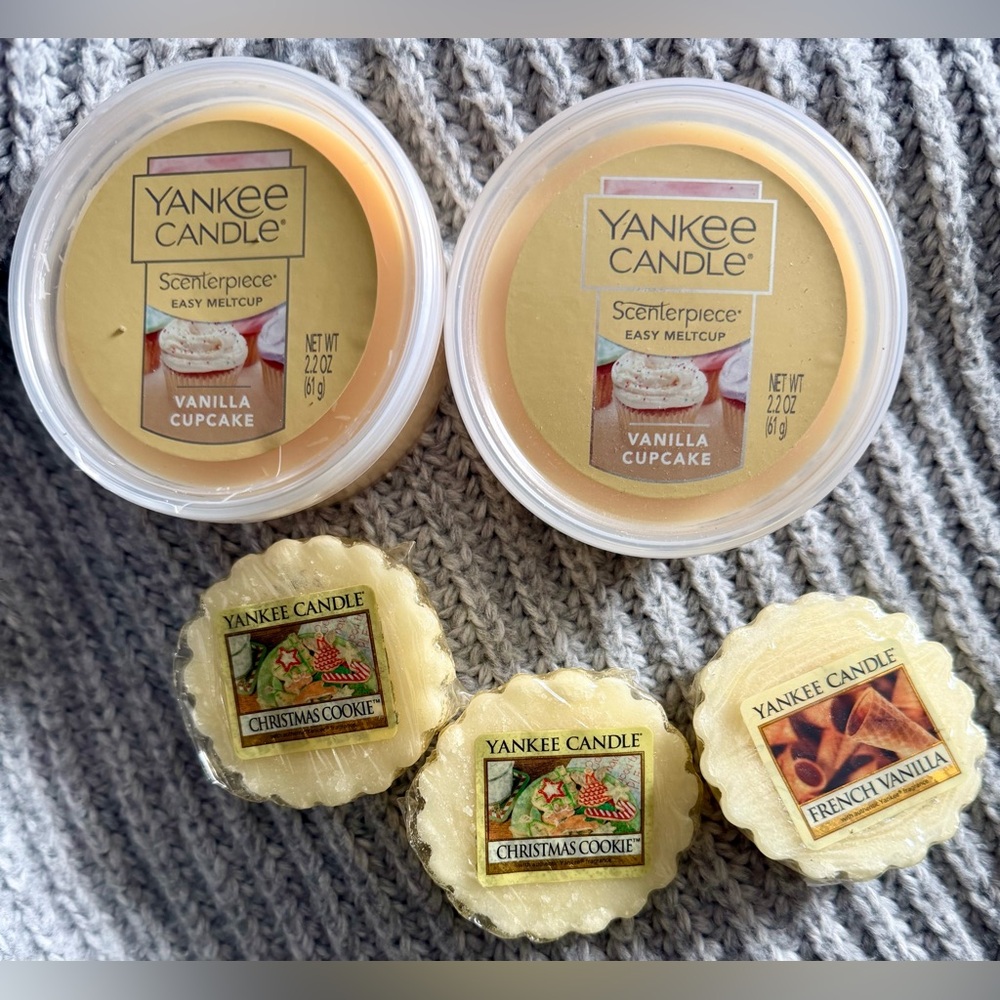 Yankee Candle Vanilla Cupcake, Christmas Cookie, and French Vanilla Melts
